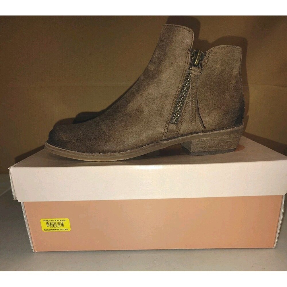 GB Gianni Bini A-Lister Walnut Brown Suede Double Zip Ankle Booties Boots... - Picture 11 of 11